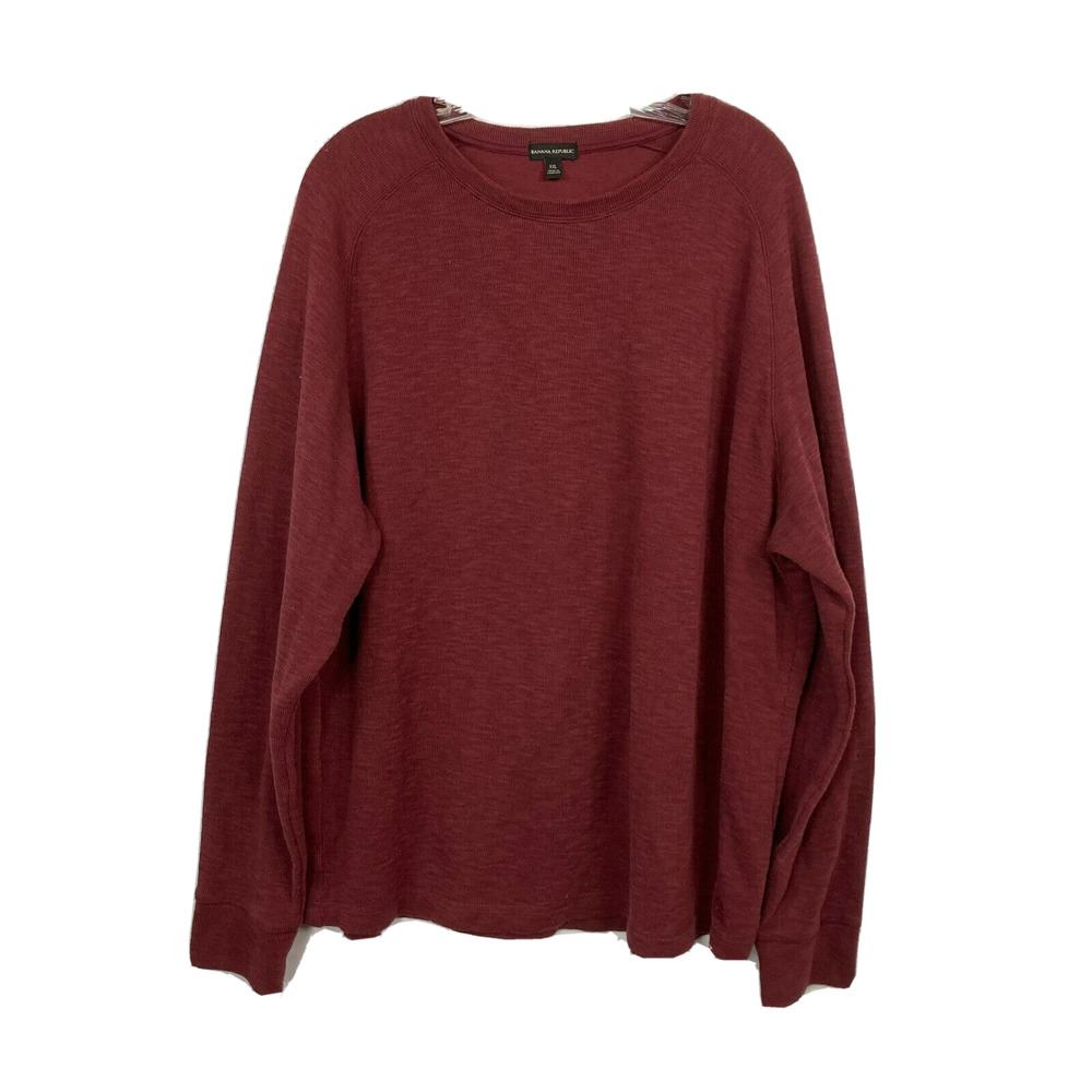 Banana Republic Shirt Mens Sz XXL Maroon Red Cotton‎ Pullover Long Sleeve Knit